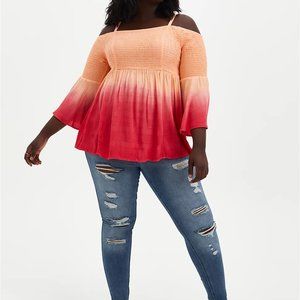 Torrid Size 1 Dip Dye Cold Shoulder Top 14 16